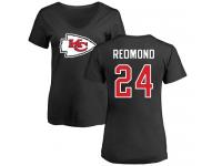 Nike Will Redmond Black Name & Number Logo Slim Fit Women's - NFL Kansas City Chiefs #24 T-Shirt