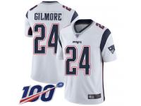 Patriots #24 Stephon Gilmore White Men's Stitched Football 100th Season Vapor Limited Jersey