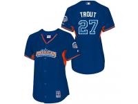 Royal Blue Mike Trout Women #27 Majestic MLB Los Angeles Angels Of Anaheim American League 2013 All-Star BP Jersey