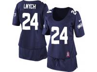 Seattle Seahawks Marshawn Lynch Women's Jersey - Navy Blue Breast Cancer Awareness Nike NFL #24 Game