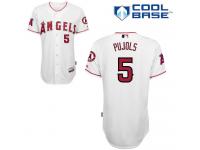 White Albert Pujols Youth #5 Majestic MLB Los Angeles Angels Of Anaheim Cool Base Home Jersey
