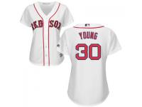 White Chris Young Women #30 Majestic MLB Boston Red Sox 2016 New Cool Base Jersey