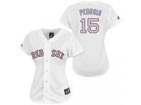 White Dustin Pedroia Women #15 Majestic MLB Boston Red Sox Fashion Jersey