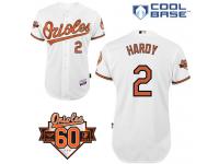 White J.J. Hardy Men #2 Majestic MLB Baltimore Orioles Cool Base Home Jersey