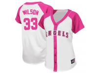 White-Pink C.J. Wilson Women #33 Majestic MLB Los Angeles Angels Of Anaheim Splash Fashion Jersey
