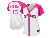 White-Pink Dustin Pedroia Women #15 Majestic MLB Boston Red Sox Splash Fashion Jersey