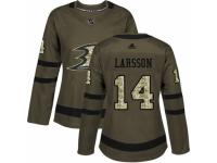 Women Adidas Anaheim Ducks #14 Jacob Larsson Green Salute to Service NHL Jersey