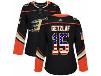Women Adidas Anaheim Ducks #15 Ryan Getzlaf Black USA Flag Fashion NHL Jersey