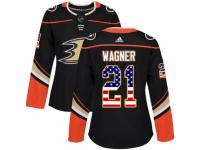Women Adidas Anaheim Ducks #21 Chris Wagner Black USA Flag Fashion NHL Jersey