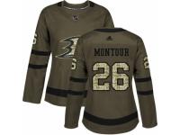 Women Adidas Anaheim Ducks #26 Brandon Montour Green Salute to Service NHL Jersey