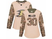 Women Adidas Anaheim Ducks #30 Ryan Miller Camo Veterans Day Practice NHL Jersey