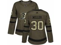 Women Adidas Anaheim Ducks #30 Ryan Miller Green Salute to Service NHL Jersey