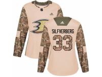 Women Adidas Anaheim Ducks #33 Jakob Silfverberg Camo Veterans Day Practice NHL Jersey