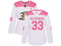 Women Adidas Anaheim Ducks #33 Jakob Silfverberg White/Pink Fashion NHL Jersey