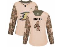 Women Adidas Anaheim Ducks #4 Cam Fowler Camo Veterans Day Practice NHL Jersey