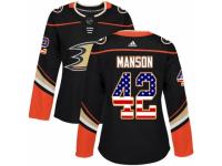 Women Adidas Anaheim Ducks #42 Josh Manson Black USA Flag Fashion NHL Jersey