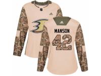 Women Adidas Anaheim Ducks #42 Josh Manson Camo Veterans Day Practice NHL Jersey