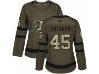 Women Adidas Anaheim Ducks #45 Sami Vatanen Green Salute to Service NHL Jersey
