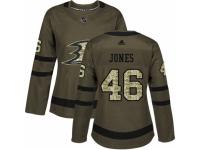 Women Adidas Anaheim Ducks #46 Max Jones Green Salute to Service NHL Jersey
