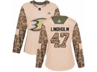 Women Adidas Anaheim Ducks #47 Hampus Lindholm Camo Veterans Day Practice NHL Jersey