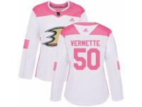 Women Adidas Anaheim Ducks #50 Antoine Vermette White/Pink Fashion NHL Jersey