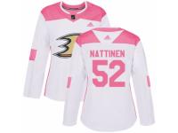 Women Adidas Anaheim Ducks #52 Julius Nattinen White/Pink Fashion NHL Jersey