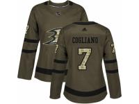 Women Adidas Anaheim Ducks #7 Andrew Cogliano Green Salute to Service NHL Jersey