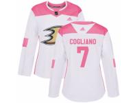Women Adidas Anaheim Ducks #7 Andrew Cogliano White/Pink Fashion NHL Jersey
