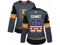 Women Adidas Vegas Golden Knights #88 Nate Schmidt Gray USA Flag Fashion NHL Jersey