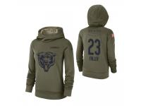 Women Chicago Bears #23 Kyle Fuller 2018 Salute to Service Olive Team Logo Pullover Hoodie