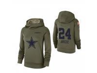 Women Dallas Cowboys #24 Chidobe Awuzie 2018 Salute to Service Olive Team Logo Pullover Hoodie