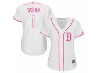 Women Majestic Boston Red Sox #1 Bobby Doerr White Fashion MLB Jersey