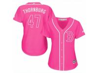 Women Majestic Boston Red Sox #47 Tyler Thornburg Pink Fashion MLB Jersey