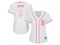Women Majestic Boston Red Sox #5 Allen Craig White Fashion MLB Jersey