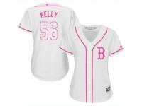 Women Majestic Boston Red Sox #56 Joe Kelly White Fashion MLB Jersey