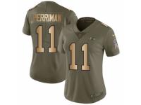 Women Nike Baltimore Ravens #11 Breshad Perriman Limited Olive/Gold Salute to Service NFL Jersey
