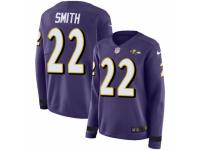 Women Nike Baltimore Ravens #22 Jimmy Smith Limited Purple Therma Long Sleeve NFL Jersey