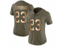 Women Nike Baltimore Ravens #23 Tony Jefferson Limited Olive/Gold Salute to Service NFL Jersey