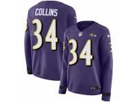 Women Nike Baltimore Ravens #34 Alex Collins Limited Purple Therma Long Sleeve NFL Jersey