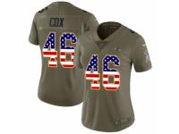 Women Nike Baltimore Ravens #46 Morgan Cox Limited Olive/USA Flag Salute to Service NFL Jersey