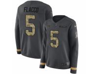 Women Nike Baltimore Ravens #5 Joe Flacco Limited Black Salute to Service Therma Long Sleeve NFL Jersey