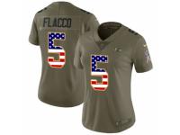 Women Nike Baltimore Ravens #5 Joe Flacco Limited Olive/USA Flag Salute to Service NFL Jersey