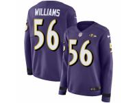 Women Nike Baltimore Ravens #56 Tim Williams Limited Purple Therma Long Sleeve NFL Jersey