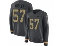 Women Nike Baltimore Ravens #57 C.J. Mosley Limited Black Salute to Service Therma Long Sleeve NFL Jersey