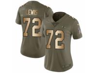 Women Nike Baltimore Ravens #72 Alex Lewis Limited Olive/Gold Salute to Service NFL Jersey