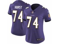 Women Nike Baltimore Ravens #74 James Hurst Purple Team Color Vapor Untouchable Limited Player NFL Jersey