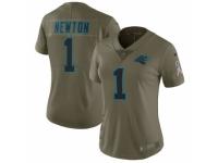 Women Nike Carolina Panthers #1 Cam Newton Limited Olive 2017 Salute to Service NFL Jersey