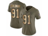 Women Nike Chicago Bears #91 Eddie Goldman Limited Olive/Gold Salute to Service NFL Jersey