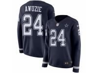 Women Nike Dallas Cowboys #24 Chidobe Awuzie Limited Navy Blue Therma Long Sleeve NFL Jersey