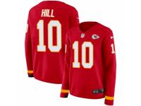 Women Nike Kansas City Chiefs #10 Tyreek Hill Limited Red Therma Long Sleeve NFL Jersey